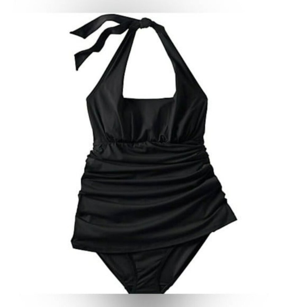 Lands end Square Neck halter neck Swim Dress One Piece Swimsuit small 6-8 - Picture 7 of 7